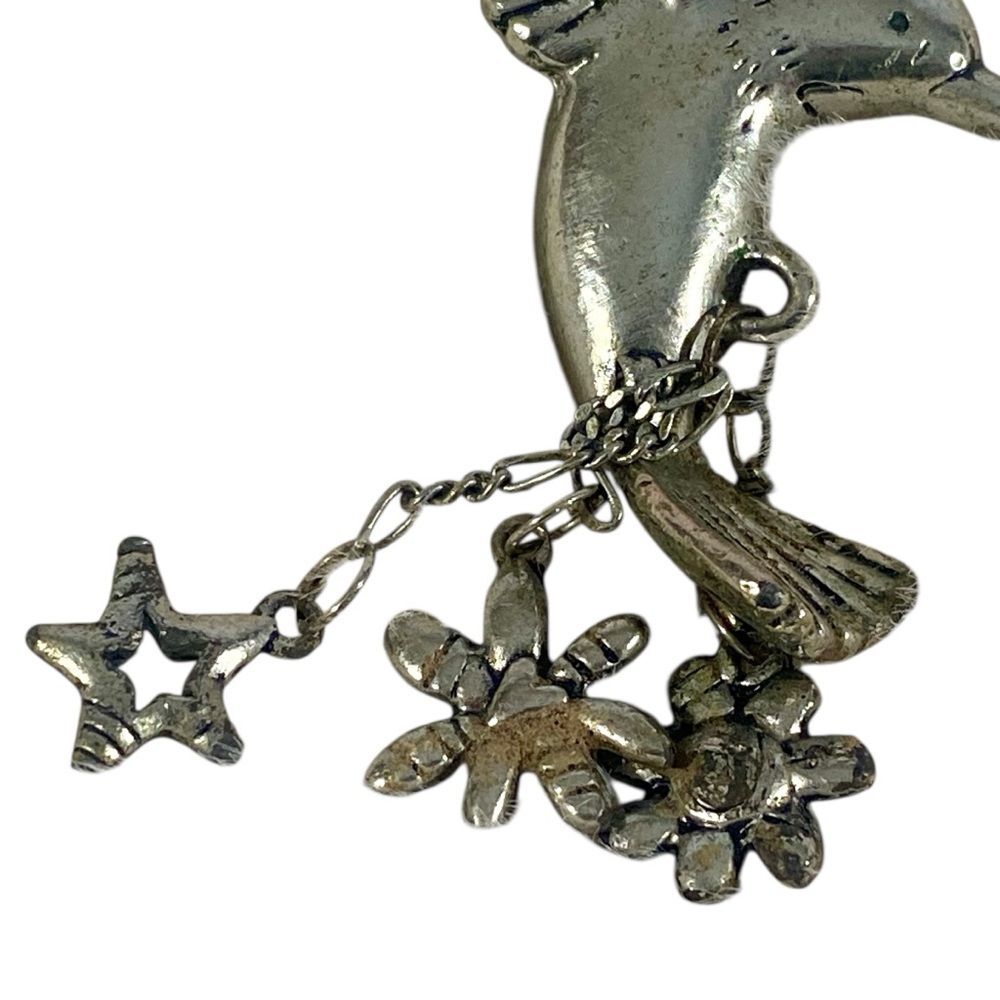 Silver Hummingbird Charm Backpack Accessory Rear View Mirror Heavy Charm - Picture 3 of 5